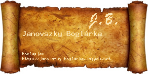 Janovszky Boglárka névjegykártya