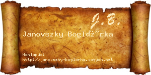 Janovszky Boglárka névjegykártya